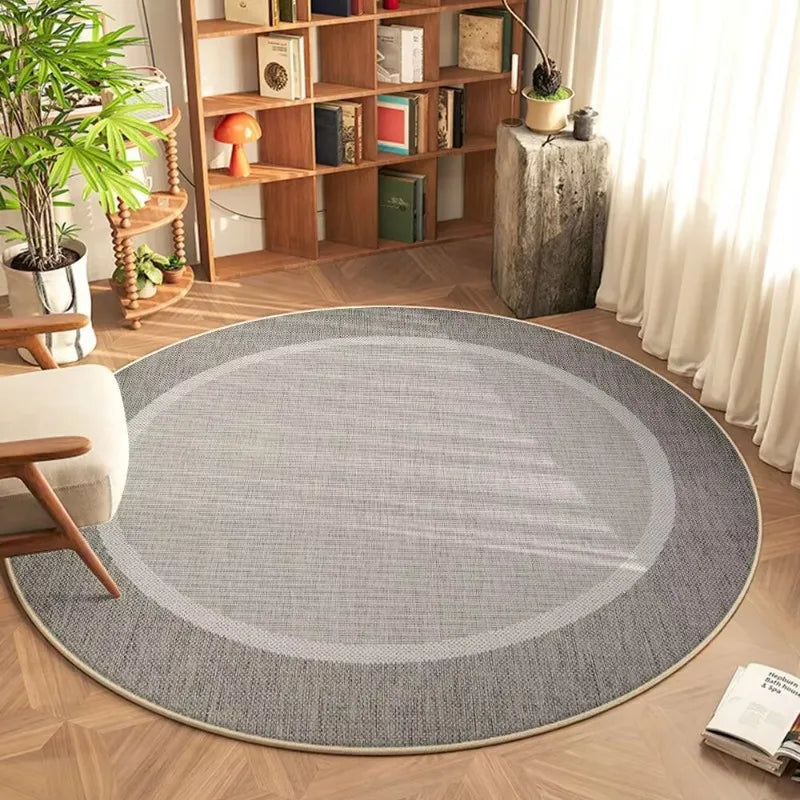 tapis rond moderne floral multicolore gris clair gris foncé vert foncé polyester adhésif salon