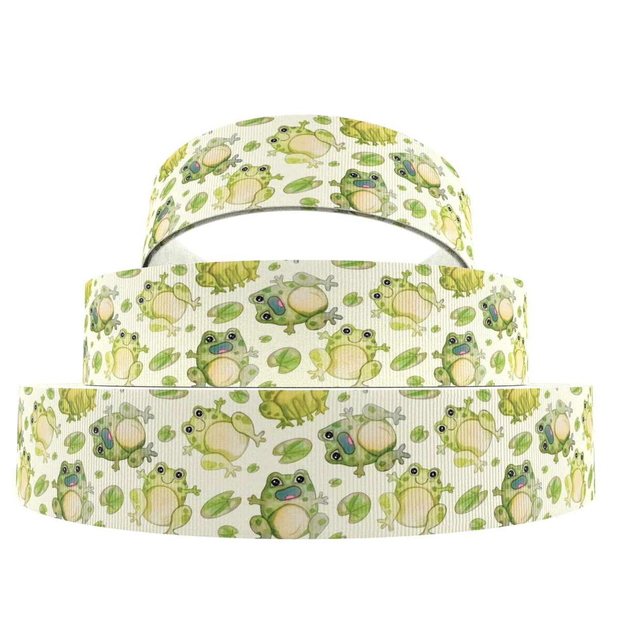 ruban gros grain polyester grenouille animaux fleurs coeurs vert bleu blanc imprimé emballage cadeaux