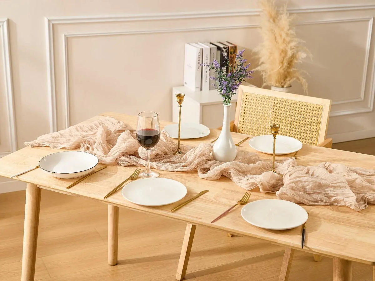 serviette table beige clair rayures fines moderne décoration table banquet