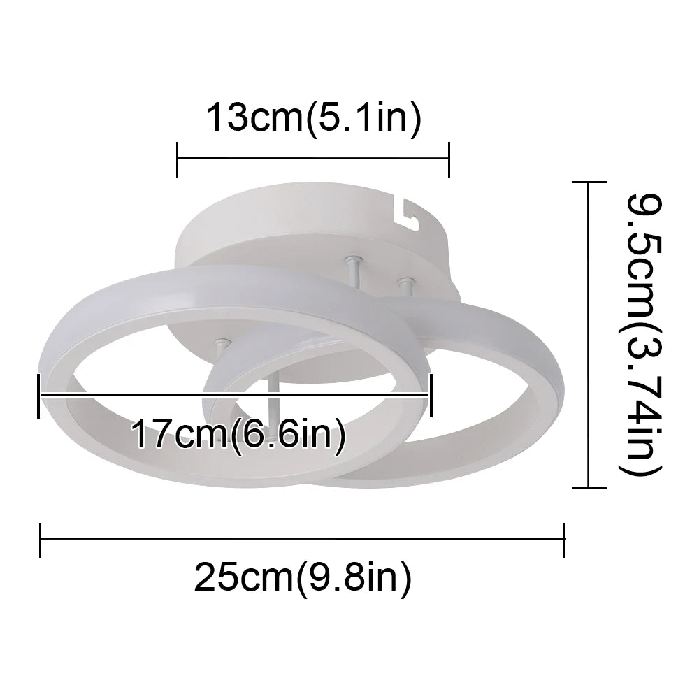 lampe moderne ruban led blanc noir circulaire anneaux superposés suction sécurité
