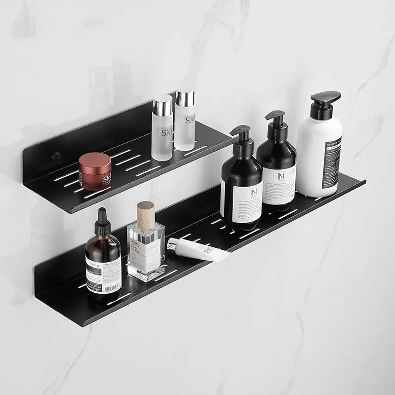 étagère murale noire adhésive aluminium moderne salle bain 20cm 30cm 40cm 50cm cosmétiques brosses