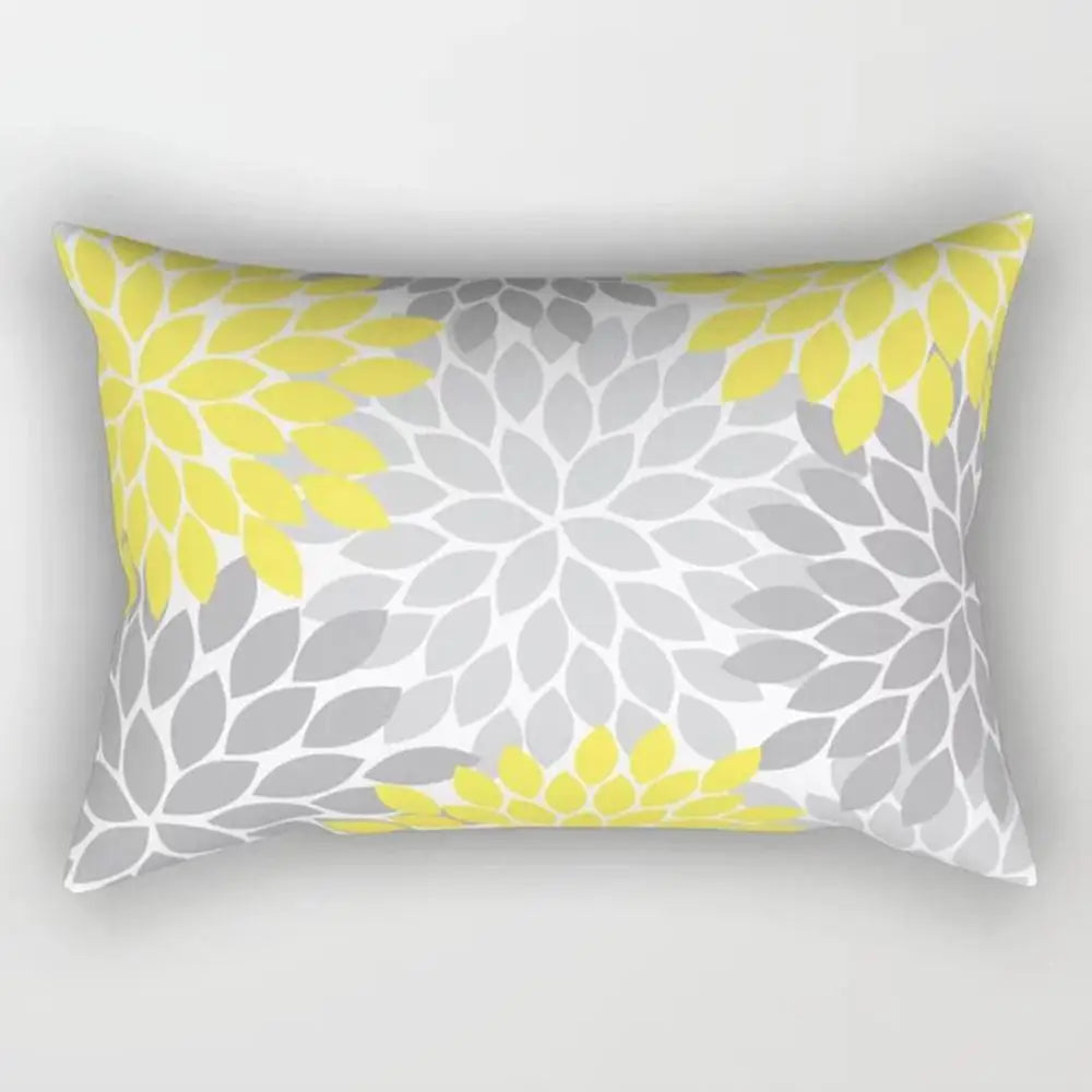 taies d'oreiller géométriques jaunes blanches modernes polyester 30x50cm minimaliste coussins rectangulaires motifs triangles losanges