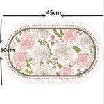 tapis table rose fleurs vert feuilles classique romantique PU respectueux environnement 45x30cm