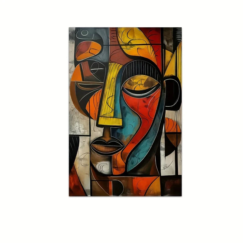 toile d'art abstraite contemporaine cubiste multicolore sans cadre salon chambre
