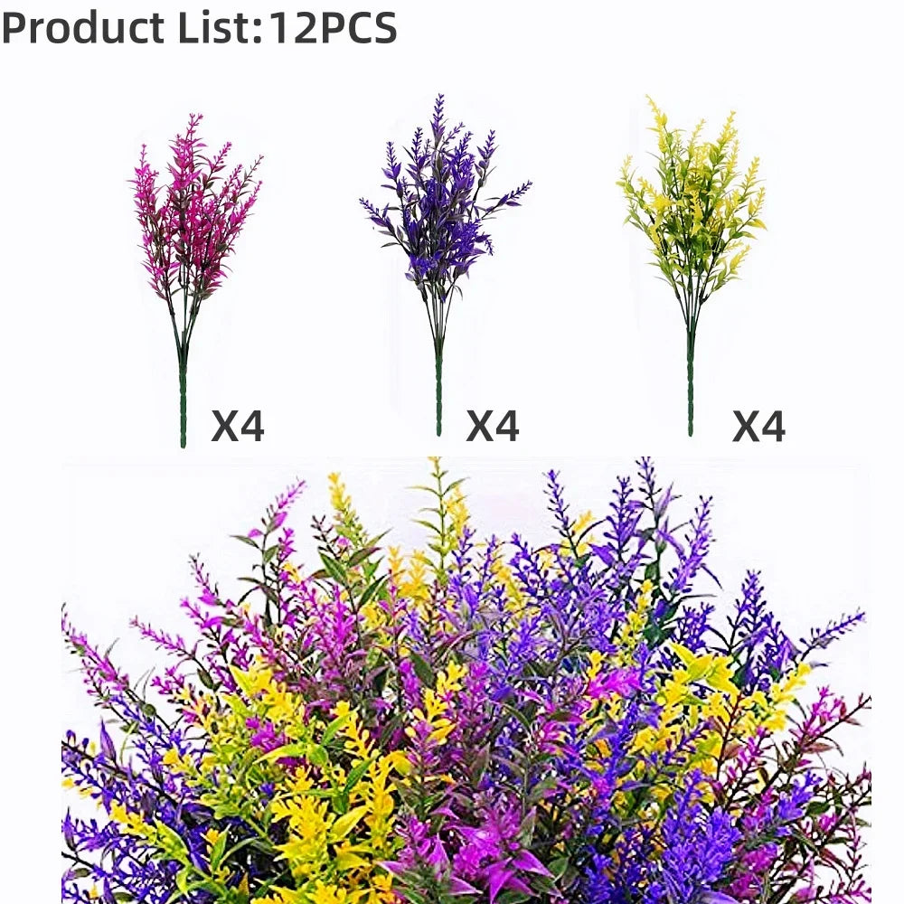 bouquets artificiels feuilles fleurs vert jaune rouge violet blanc extérieurs naturels détaillés résistants uv