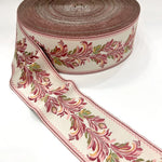 ruban decoratif floral brode 8cm largeur polyester vert beige bleu marron rose blanc