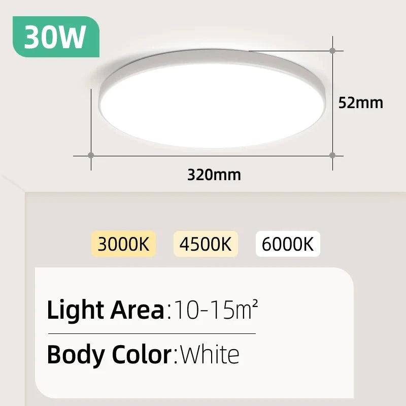 Lampe LED moderne 20W 30W blanc ultra mince éclairage intérieur