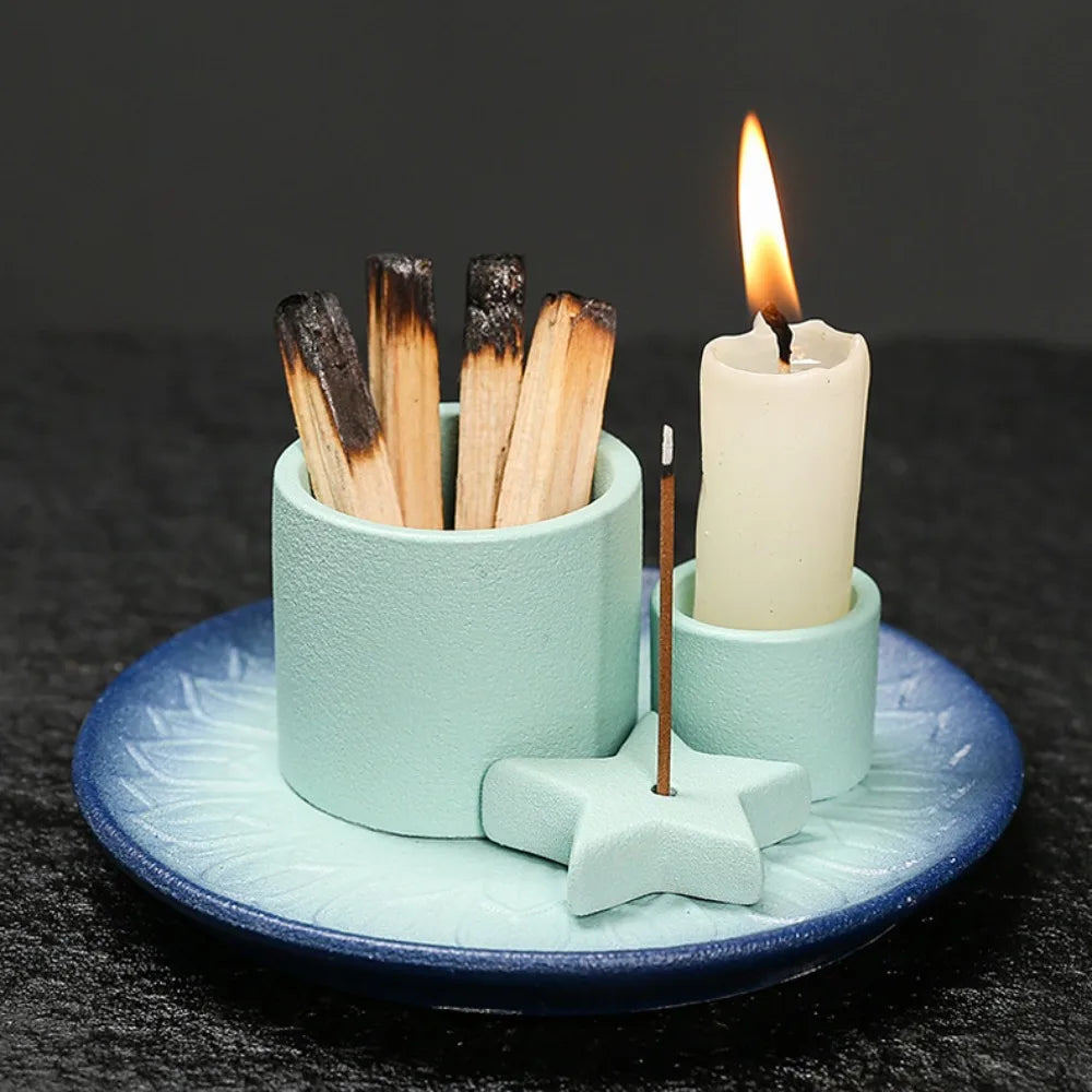 bougies étoile céramique moderne rouge blanc bleu jaune plateau supplémentaire minimaliste