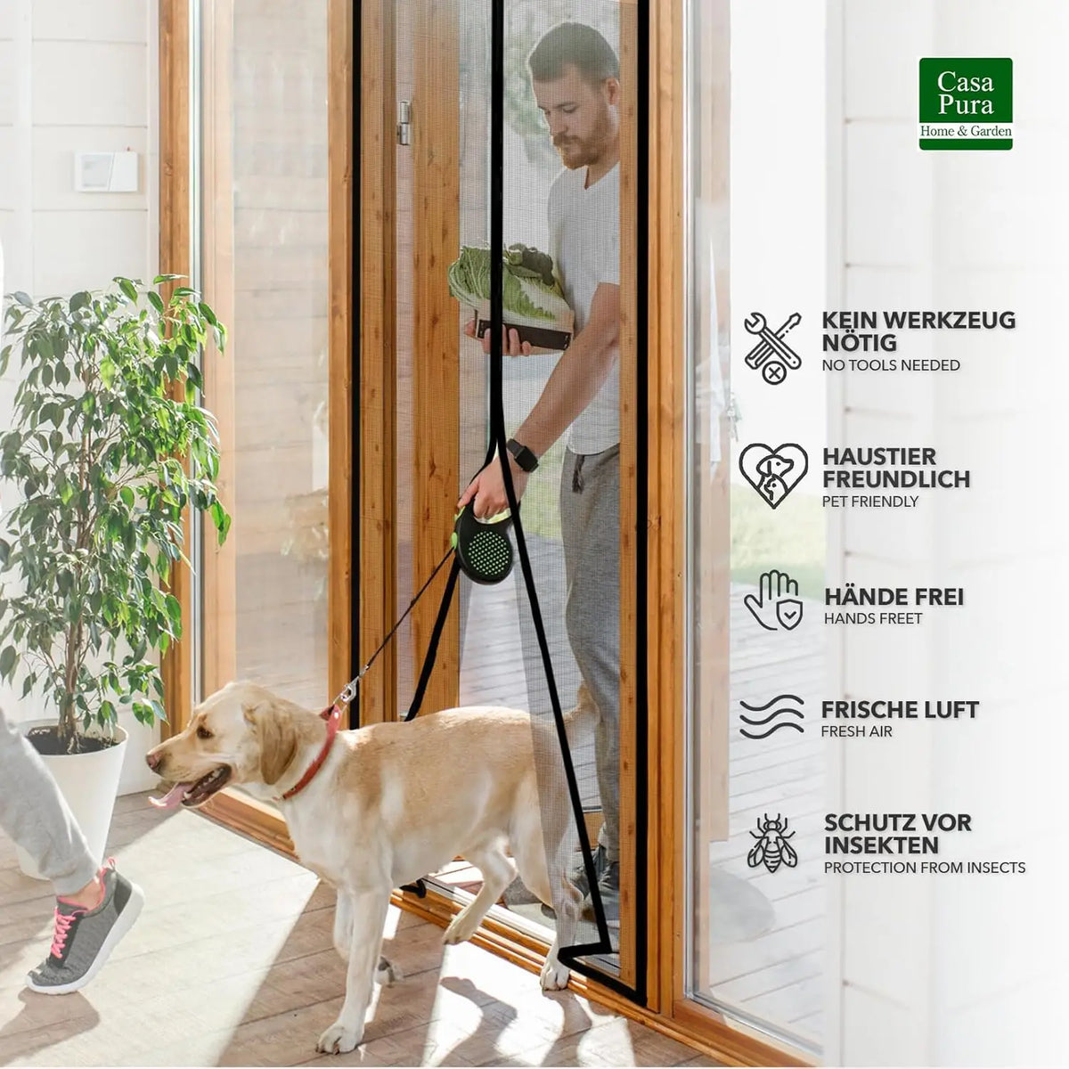 rideau moustiquaire gris noir velcro porte protection insectes sans perçage moderne