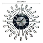 horloge murale moderne floral noir argenté élégante sans tic tac salon