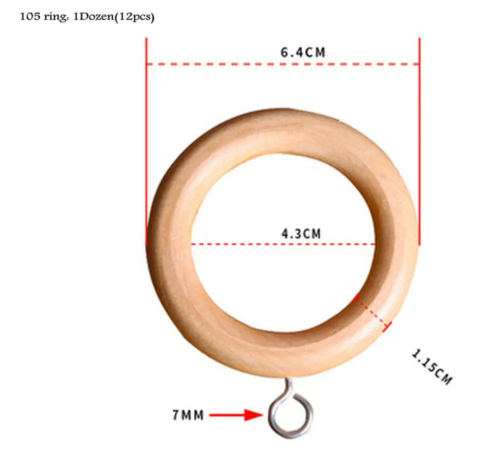 boucles rideau bois naturel clair foncé finition lisse classique vis support terminal