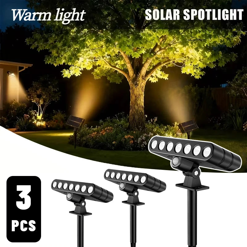 projecteurs solaires led modernes noir ip65 3pcs warm white lumière jardinextérieur abs tringle