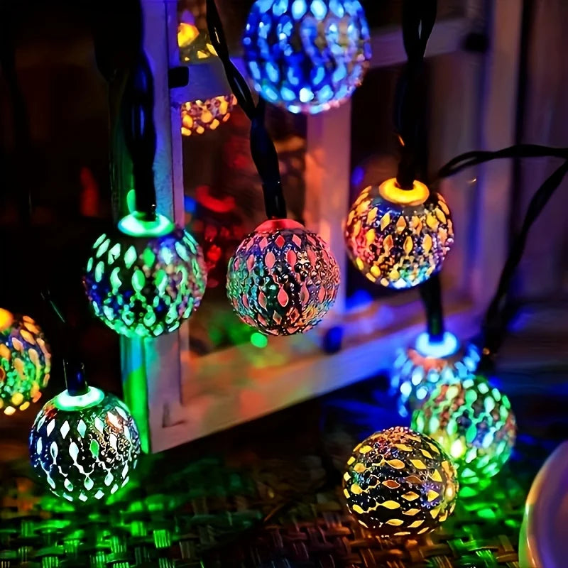 guirlande lumineuse solaire 30 led multicolore géométriques clips moderneextérieur festive jardin