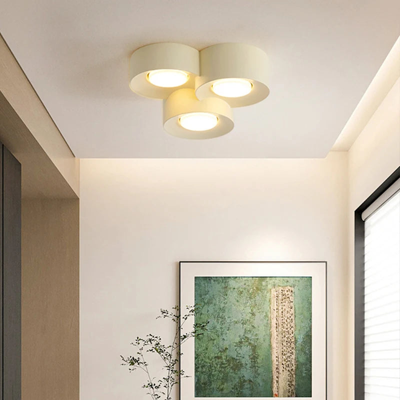 Spot moderne led blanc adhésif base fixation diffuseur rond lisse