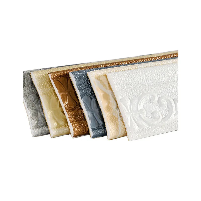 bordure décorative adhésive murale motif floral classique beige blanc gris or rose