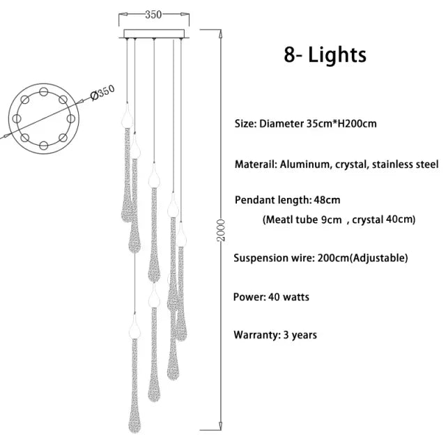 lustre suspension moderne cristal dorées luminaire élégant escalier salon intérieur luxe