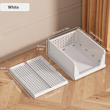 paniers rangement pliables plastique blanc perforés moderne vêtements stockage organisation respectueux environnement multifonctionnels cloisons