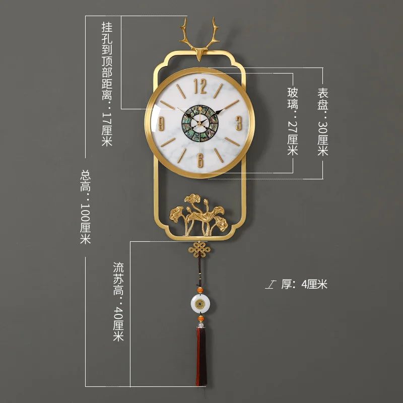 horloge murale or motif arbre moderne blanche chaîne dorée salle couloir décoINCT: titre généré