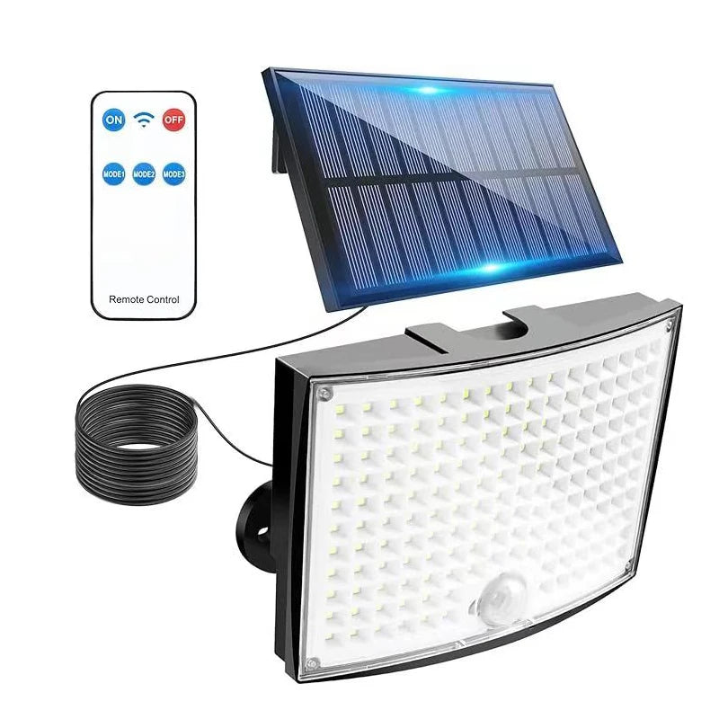 lampe solaire murale moderne noire bleu panneau photovoltaïque télécommande éclairage extérieur led 50w fixations