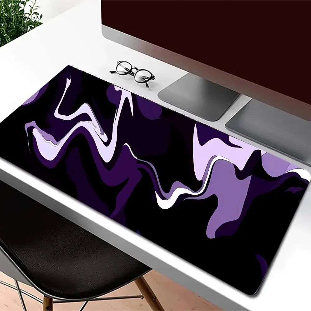 tapis souris abstrait noir violet moderne adhésif gamer fluide ondulé travail
