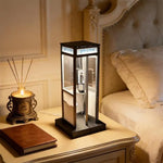 lampe table rétro cabine téléphonique led noir blanche vintage transparente téléphone