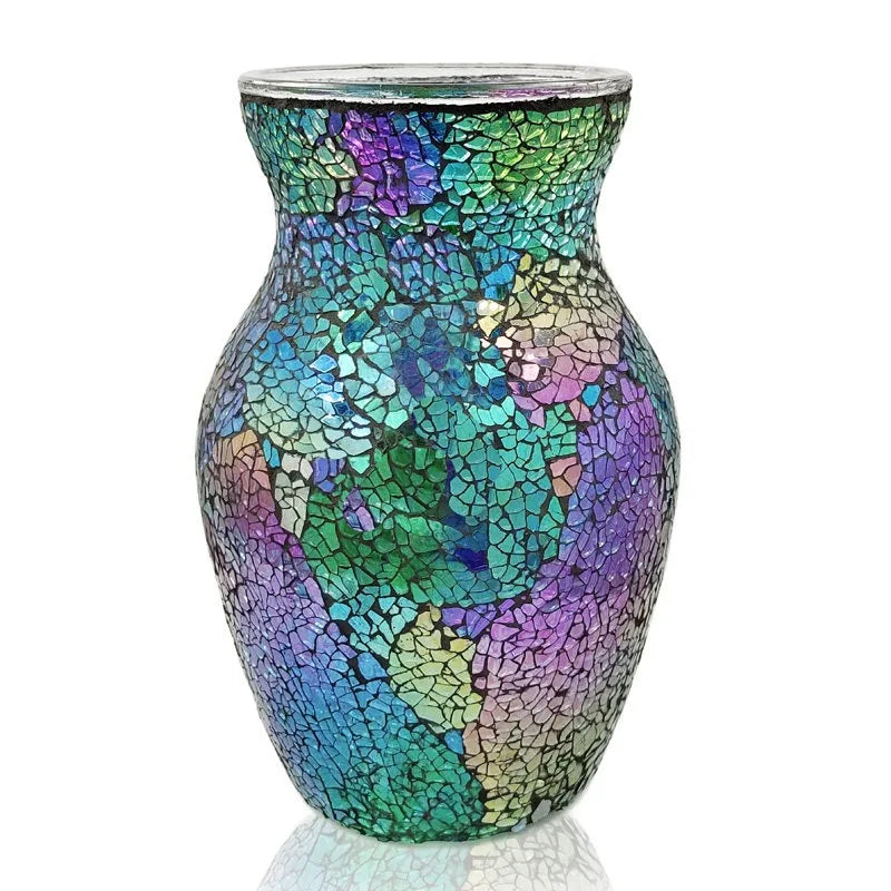 vase décoration intérieure moderne mosaïque multicolore doré argenté table chambre entree