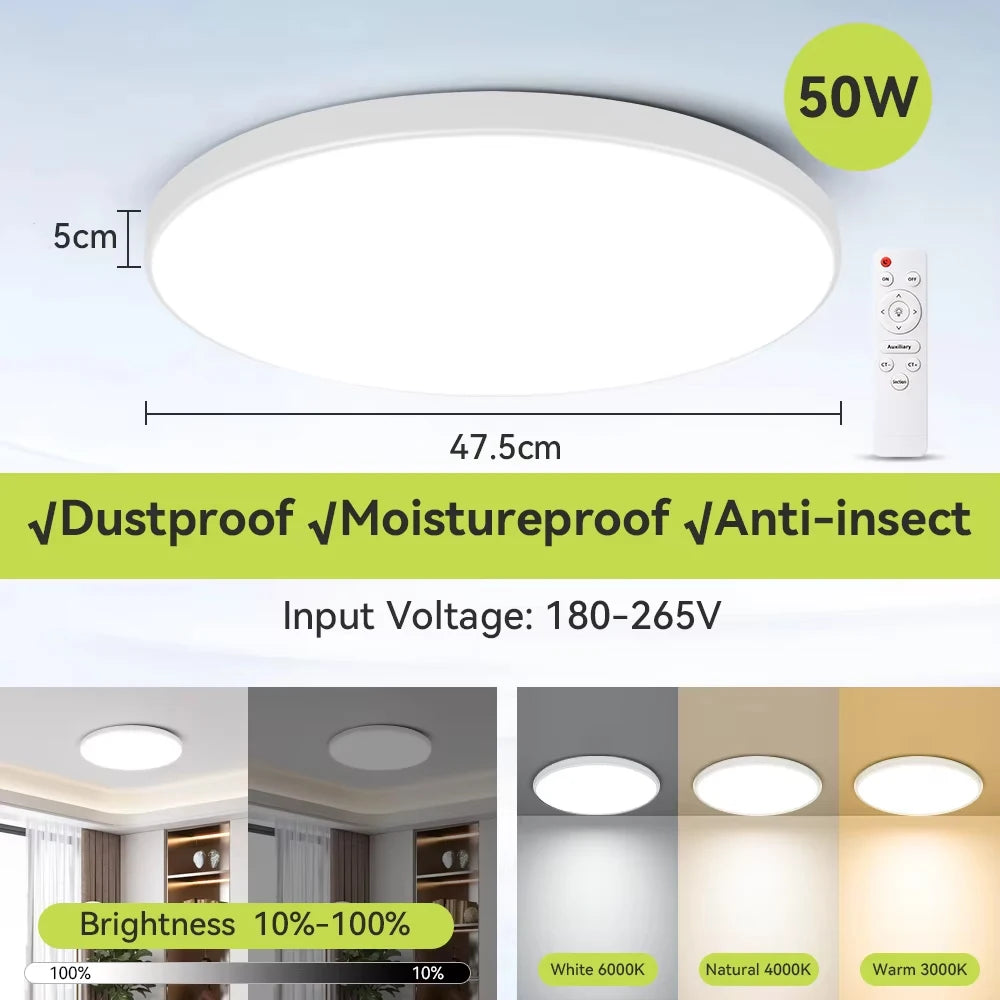 lampe led moderne blanc télécommande facile.surface mount 30w 40w 50w