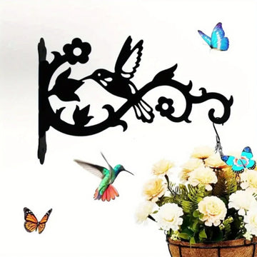 support mural décoratif oiseau colibri plantes grimpantes papillons fleurs verte rouge orangée rustic champêtre