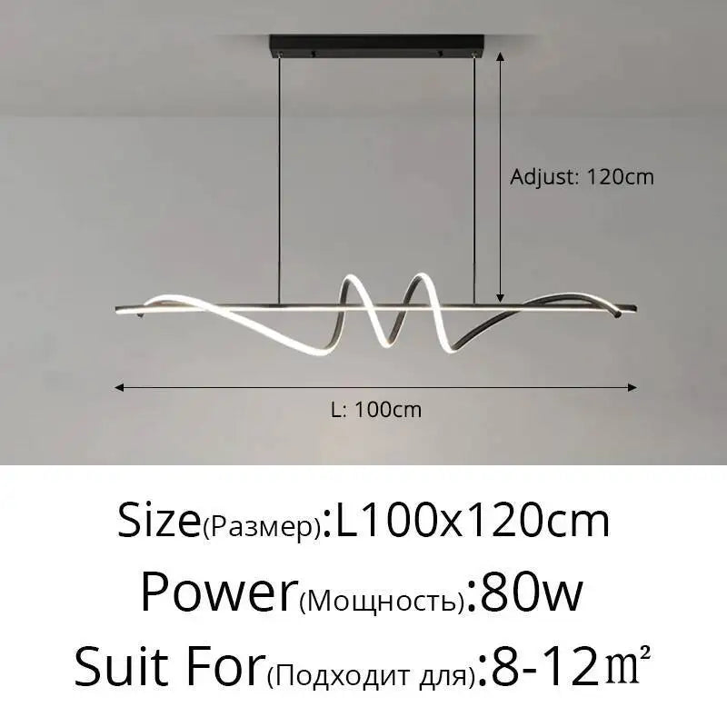 lumière suspendue moderne abstraite 100cm 120cm noir blanc doré minimaliste