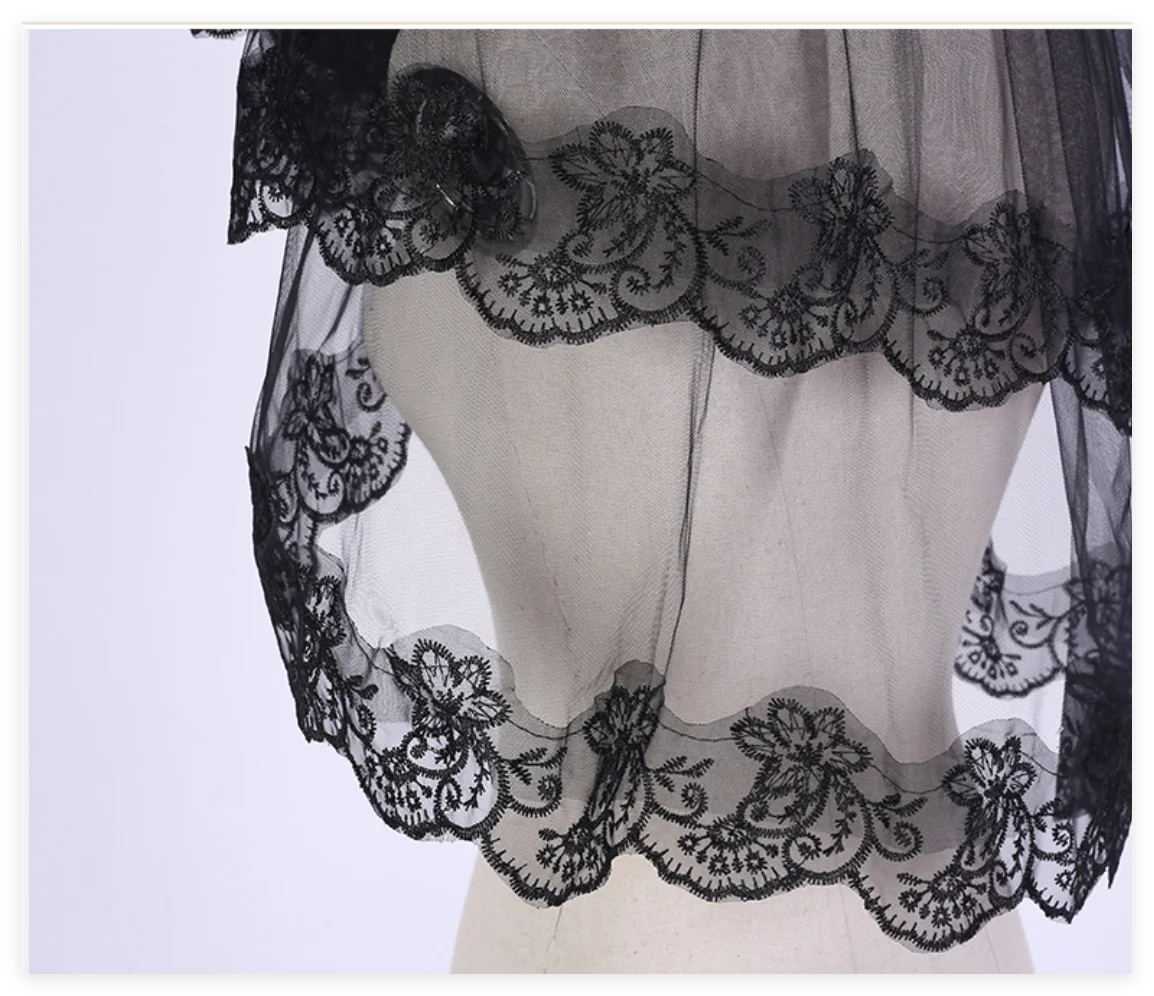voile mariée femme noir dentelle transparente peigne classique accessoire coiffure événementiel halloween