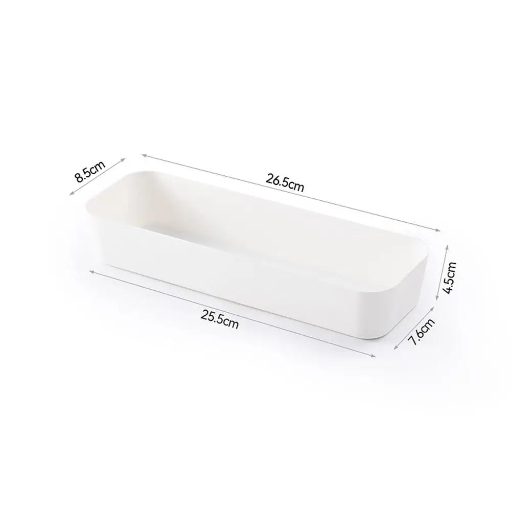 boîte rangement moderne beige clair plastique lisse réutilisable documents carnet stylos calculatrice