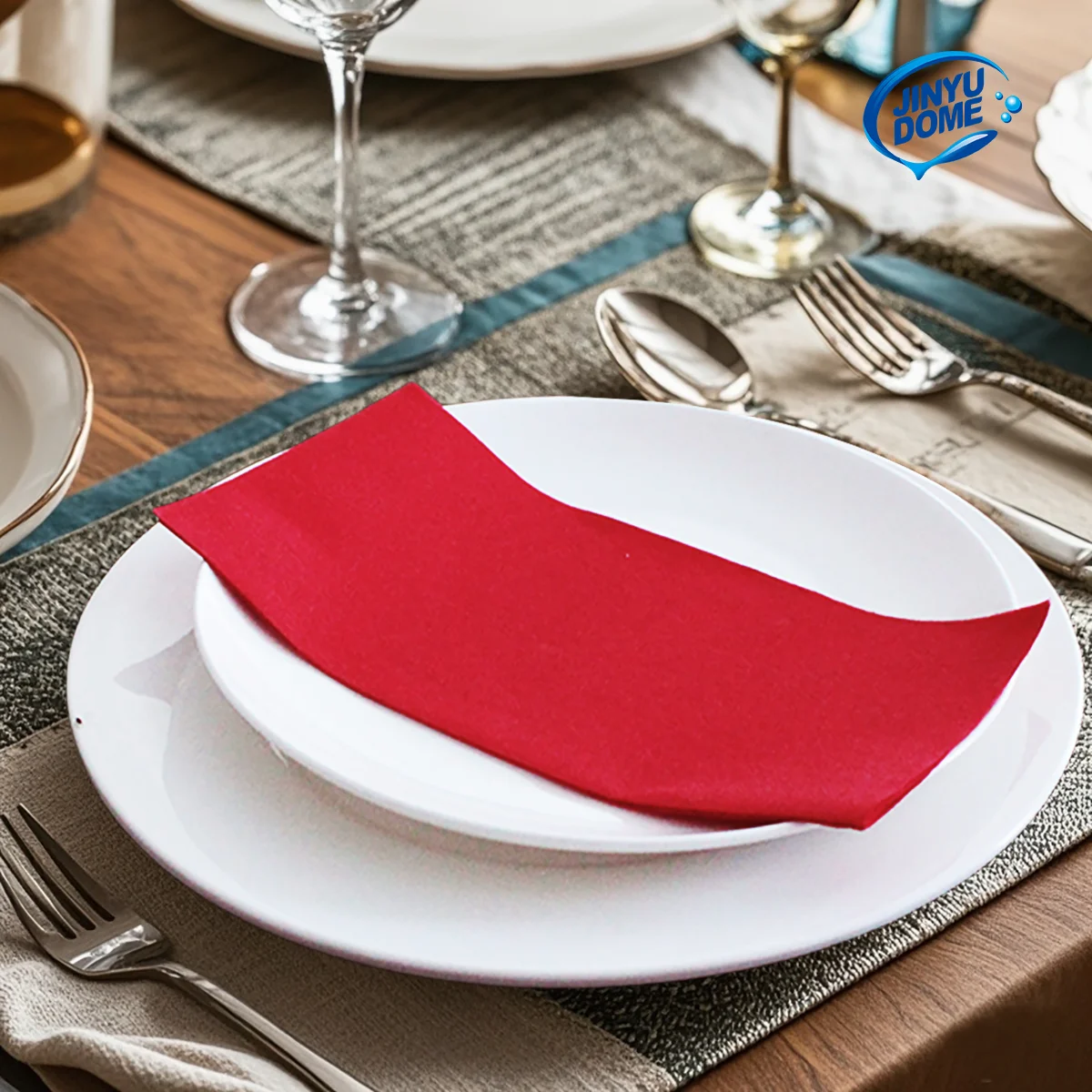 serviettes table papier bois 55g/m² 40cm 20cm rouge noir vert bleu absorbantes modernes jetables