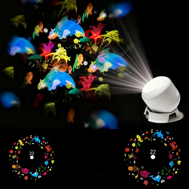 projecteur led motifs animaux deco noel halloween blanc moderne veilleuse vacances lumière colorée rotative