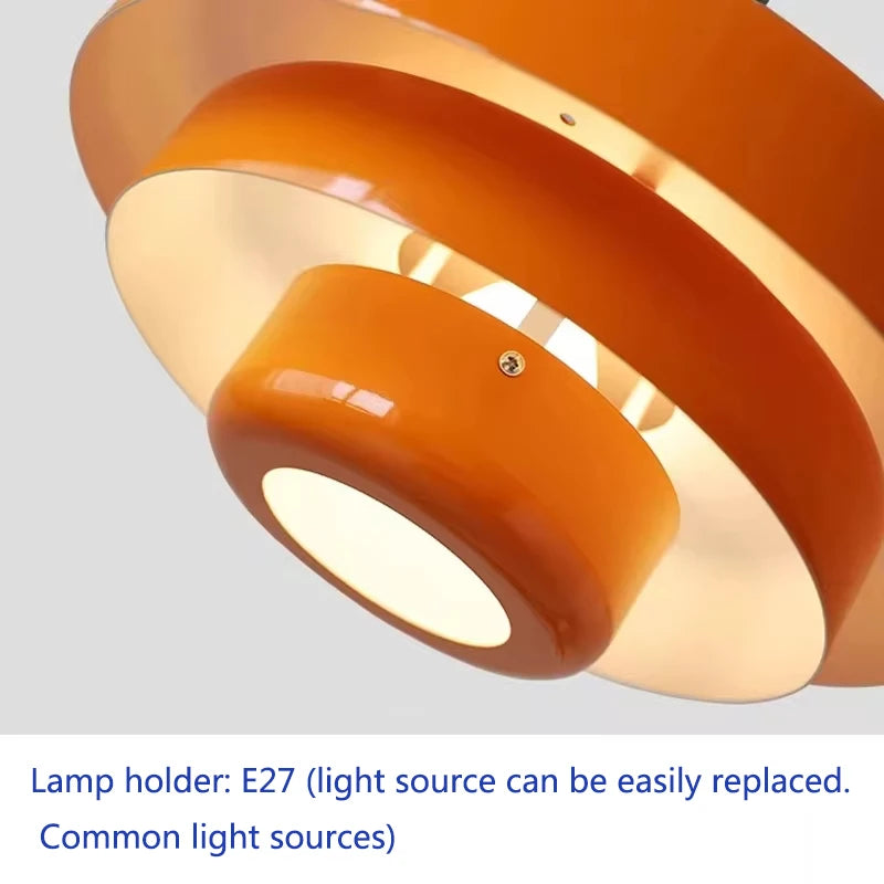 suspension lumineuse moderne orange ampoule e27 câble suspendu scandinave chambre restaurant salon