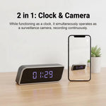 caméra horloge numérique full hd wifi vision nocturne batterie microsd noir bleu moderne