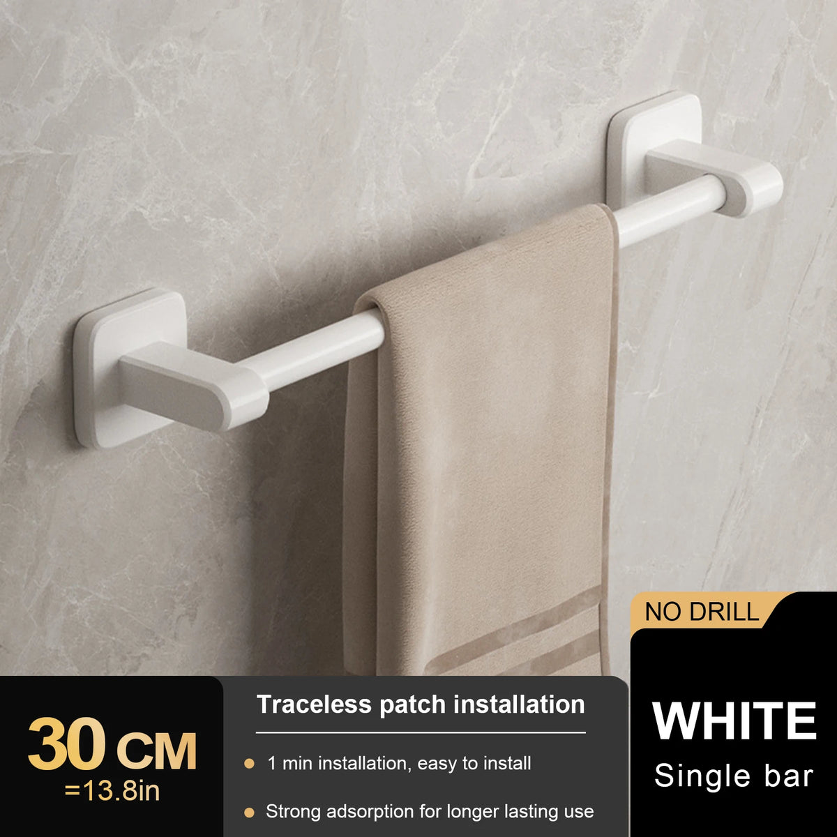 porte serviettes mural gris lisse double barre 30 40 50cm moderne minimaliste fixations murales