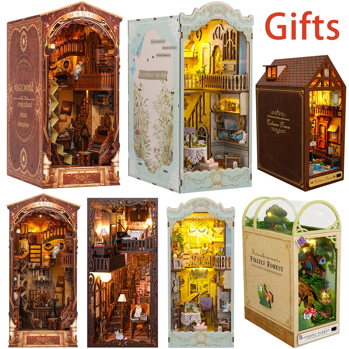 décoration maison miniature meubles vintage romantique ornements floraux bois accessoires livres