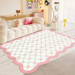 tapis blanc rose bleu motif géométrique moderne doux polyester antidérapant voyage maison