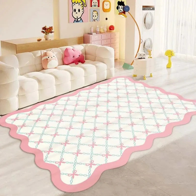 tapis blanc rose bleu motif géométrique moderne doux polyester antidérapant voyage maison