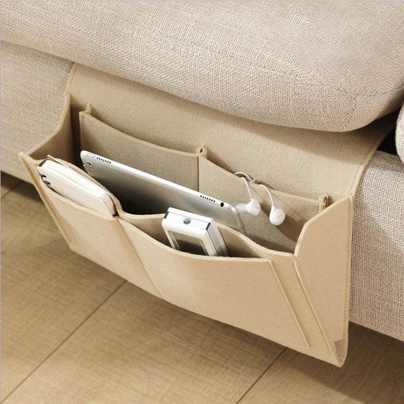 porte accessoires mural moderne feutre beige gris foncé papeterie laptop clés carte crédit