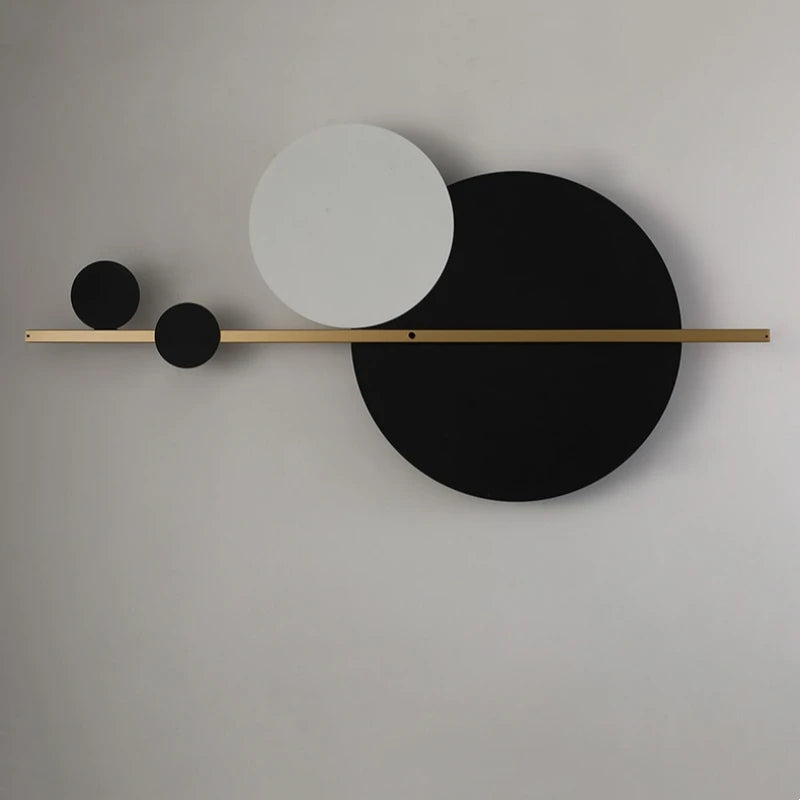 lampe murale moderne minimaliste noir blanc doré géométrique fixée mur sphères cercles barre translucide