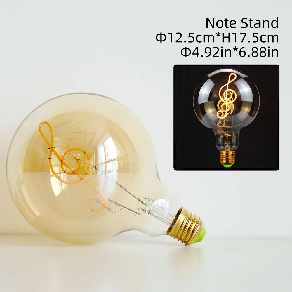 ampoule led filament transparente dorée love dream note vintage métallique moderne chambre 220v