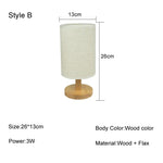 lampe table moderne abat jour lin bois naturel élégante chambre veilleuse éclairage led nordique