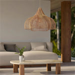 lampe suspendue tressée moderne rustique 60cm 80cm eyelets natural bois