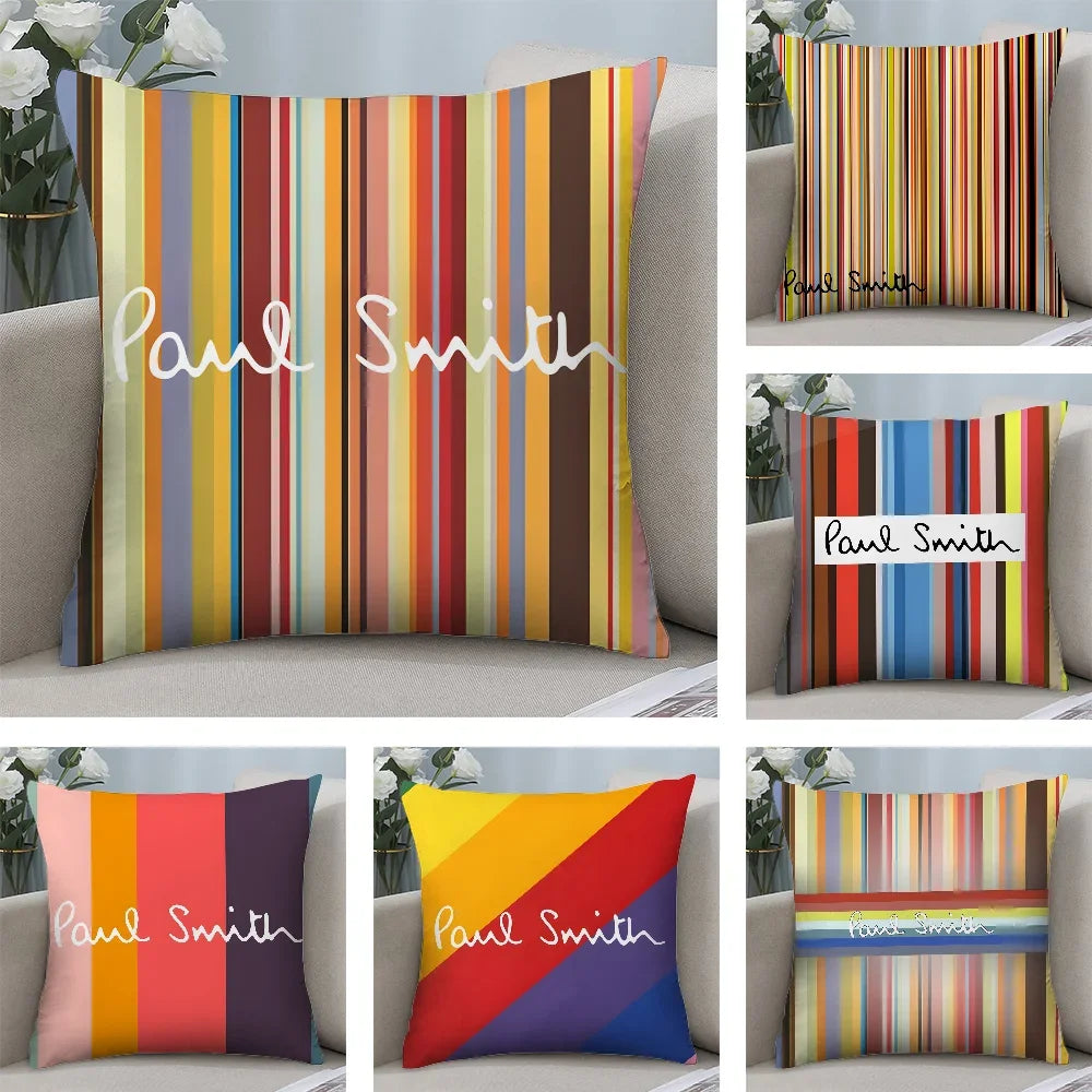 housse coussin multicolore rayures horizontales contemporain non toxique polyester fixations