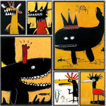 affiche art moderne pop dessin animé abstraite couleur noir jaune rouge self adhesive chambre