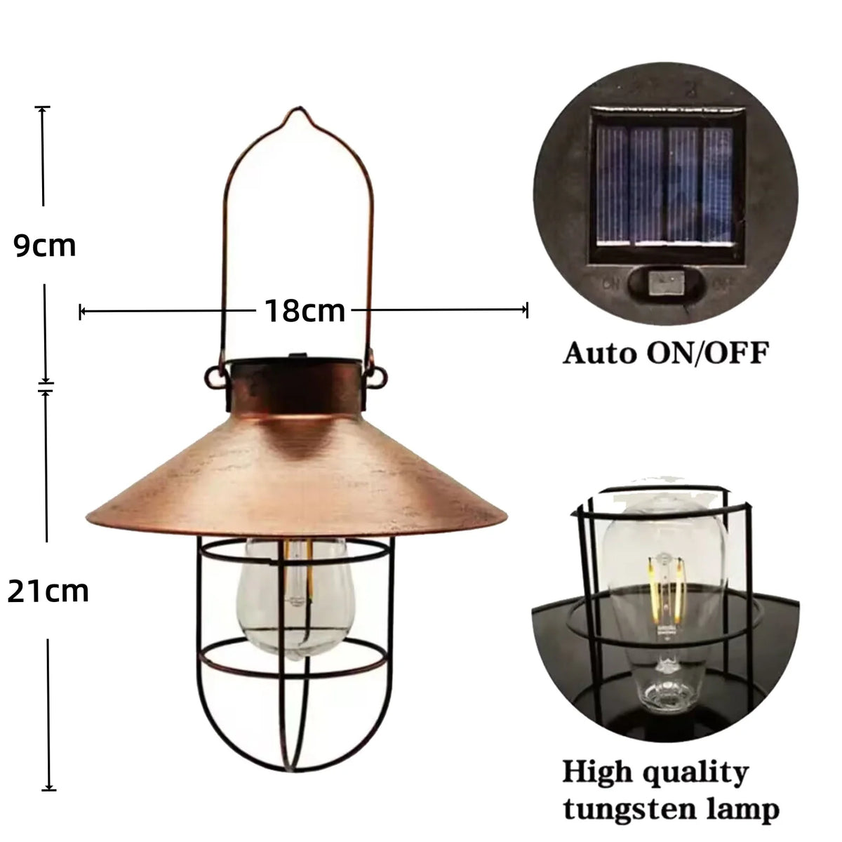 lampe suspendue cuivre vintage solaire filament ip44 extérieur contemporaine rustique jardin