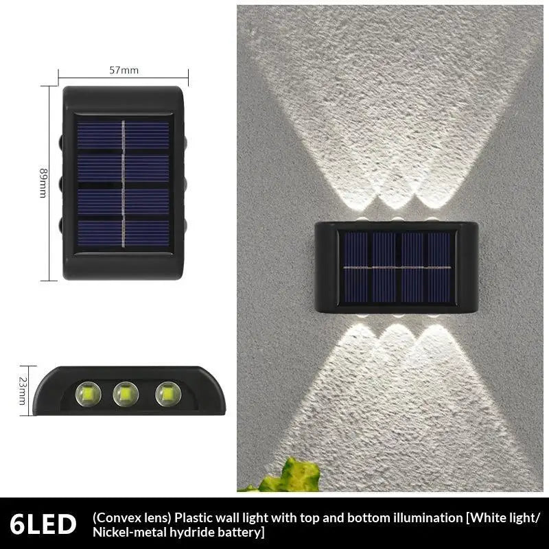lampe solaire murale moderne noir cellules bleues diffuseur blanc translucideextérieur minimaliste trois led