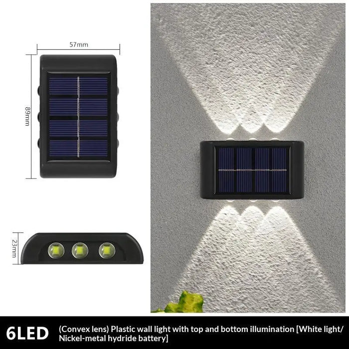 lampe solaire murale moderne noir cellules bleues diffuseur blanc translucideextérieur minimaliste trois led