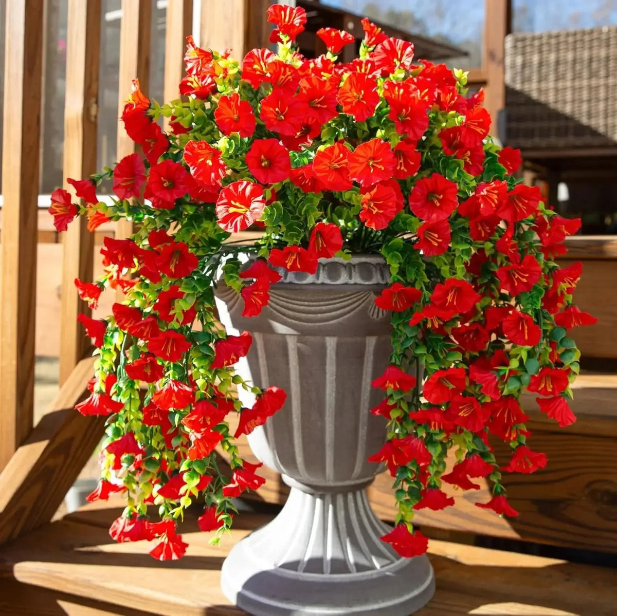 guirlande artificielle fleurs violettes roses jaunes modernes extérieures décoration jardin balcon